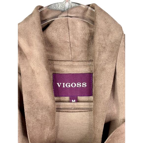 VIGOSS Faux Suede Drape Waterfall Jacket Taupe Beige‎ Size M Excellent Condition - Picture 2 of 9